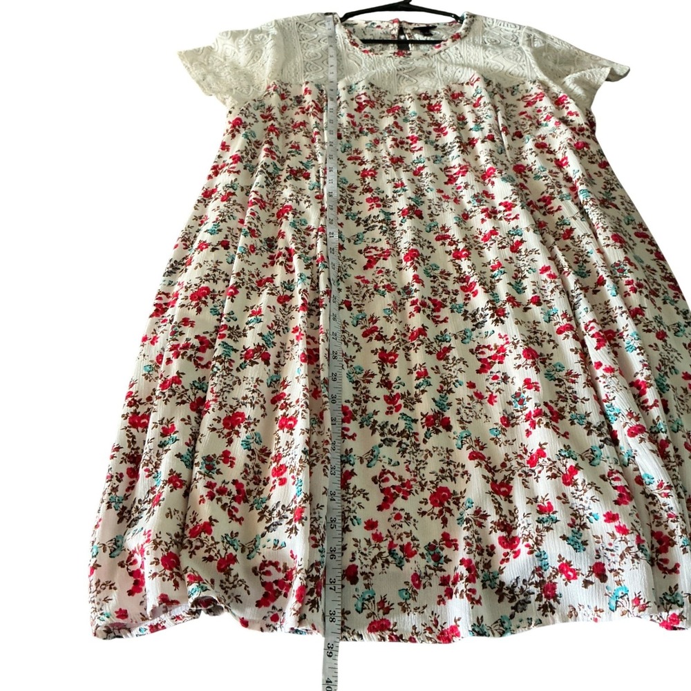 Torrid Floral Lace Yoke Mini Dress Cream Red Plus Size 3 Cottagecore Lined